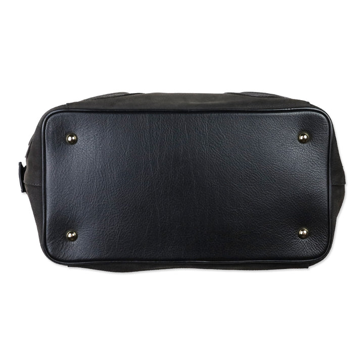 See by Chloé Graphite Pebbled Suede and Black Leather Trim Satchel