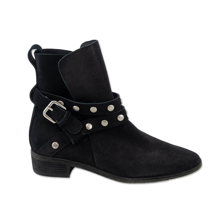 See by Chloé Janis Black Studded Suede Ankle Boots