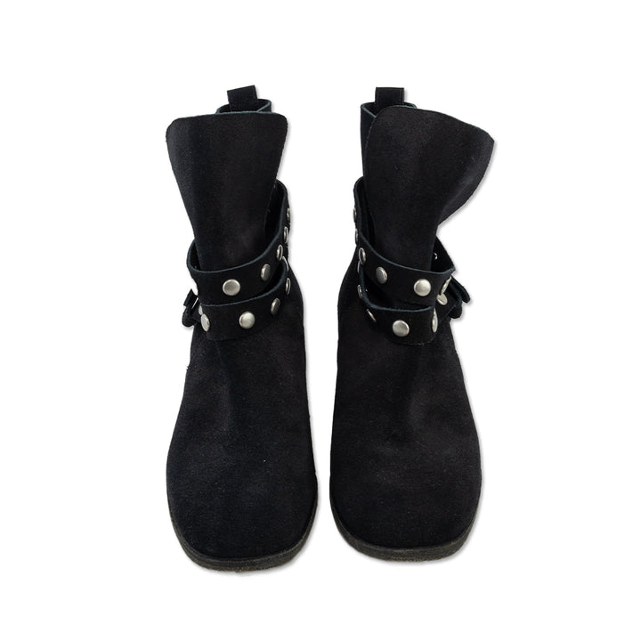 See by Chloé Janis Black Studded Suede Ankle Boots