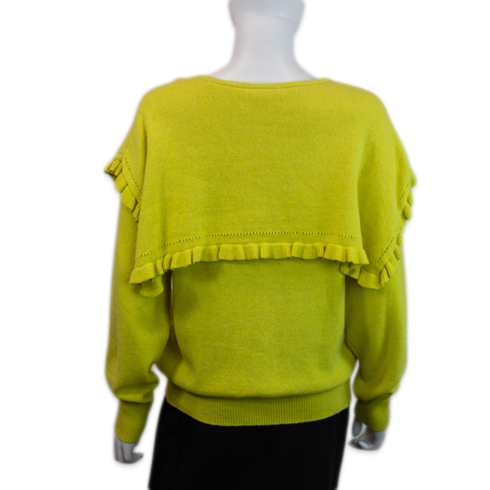 See by Chloé Organic Yellow Alpaca Blend Knit Ruffle Detail Sweater