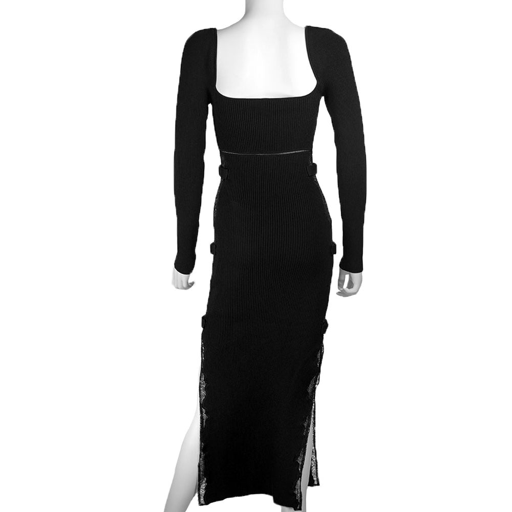 Self Portrait Black Knit Midi Dress