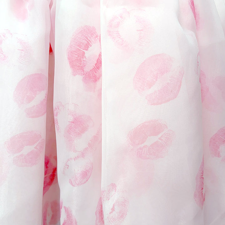 Selkie Kiss on the Lips Pink Print Dress with Train