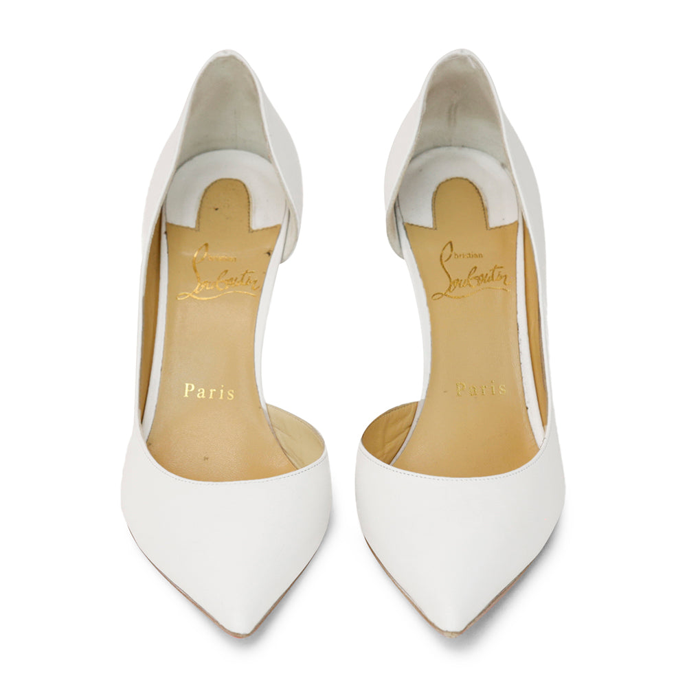 Christian Louboutin White Leather D'Orsay Pumps