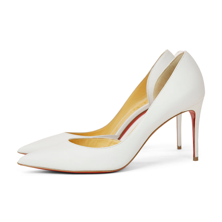Christian Louboutin White Leather D'Orsay Pumps