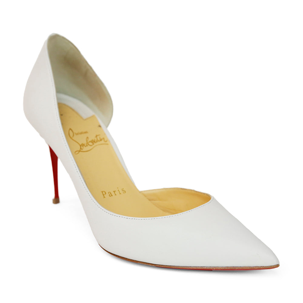 Christian Louboutin White Leather D'Orsay Pumps