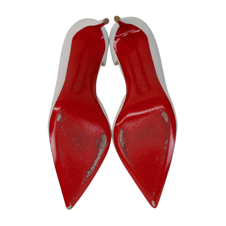 Christian Louboutin White Leather D'Orsay Pumps