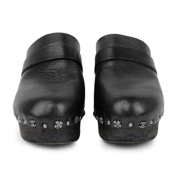 Chanel Black Lucky Charm Studded Clogs