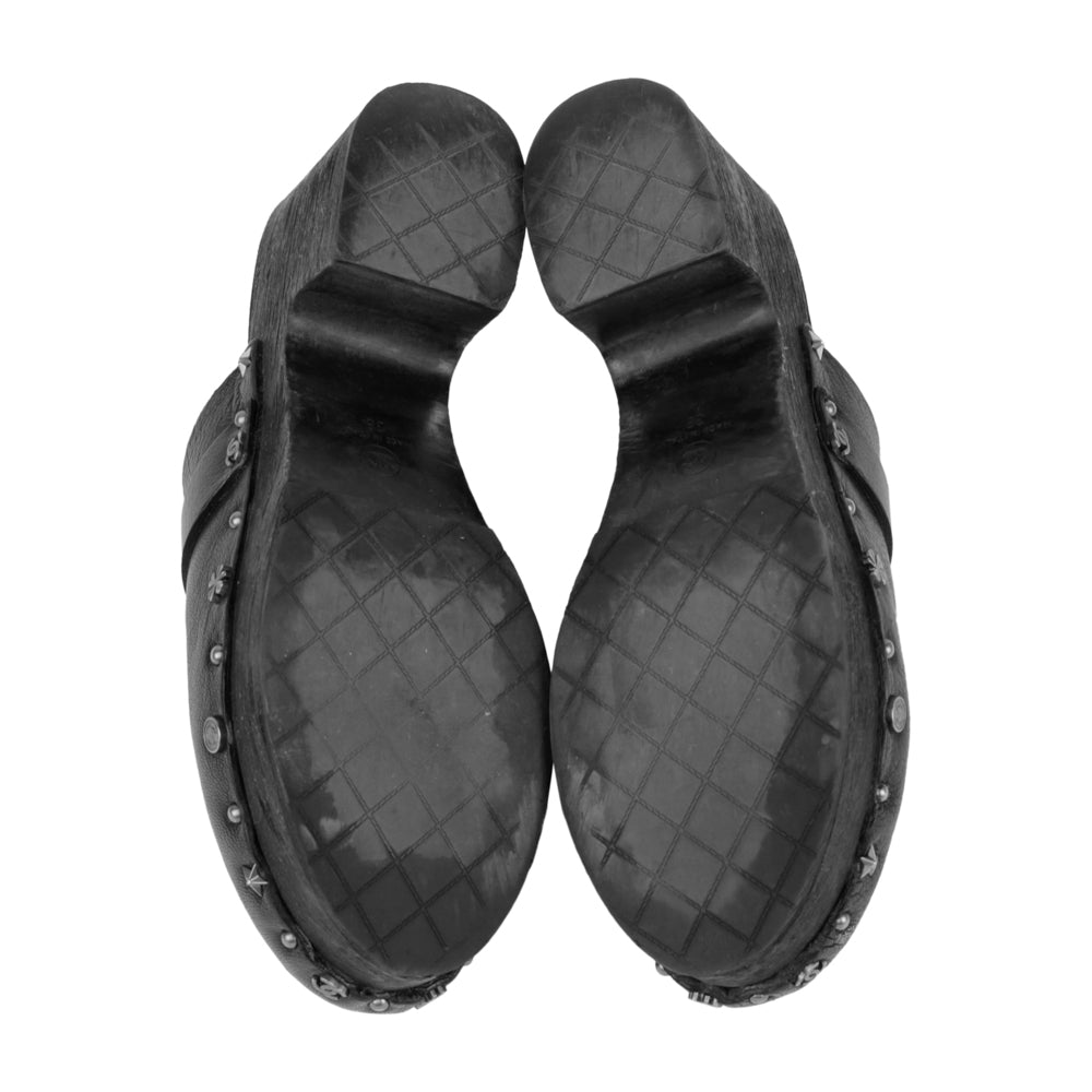 Chanel Black Lucky Charm Studded Clogs