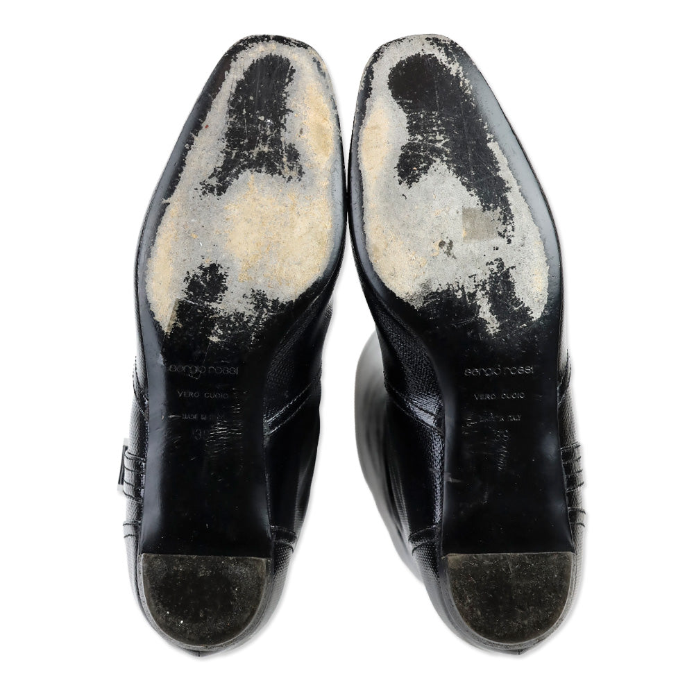 Sergio Rossi Black Vernice Canvas Tess Boot