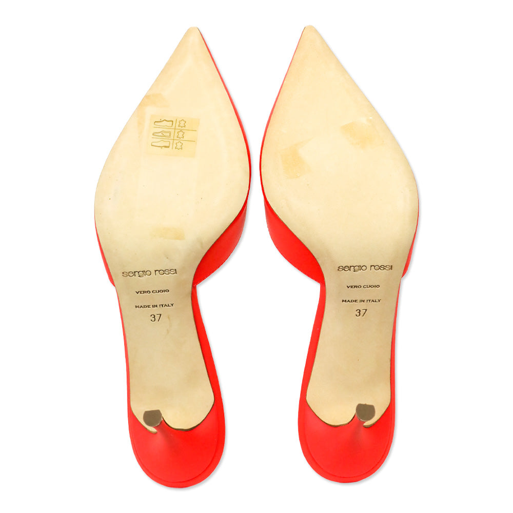 Sergio Rossi Red Nappa Elegance 75 Mule