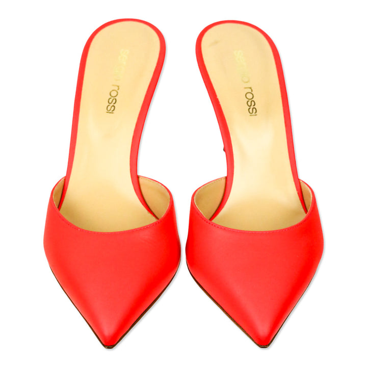 Sergio Rossi Red Nappa Elegance 75 Mule