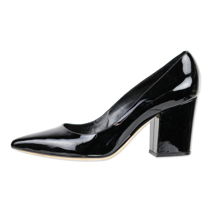 Sergio Rossi Sergio 90mm Black Patent Leather Pointed Toe Pump