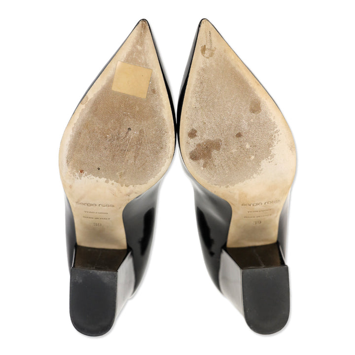 Sergio Rossi Sergio 90mm Black Patent Leather Pointed Toe Pump