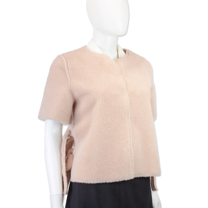 Shrimps Pink Shearling Cardigan