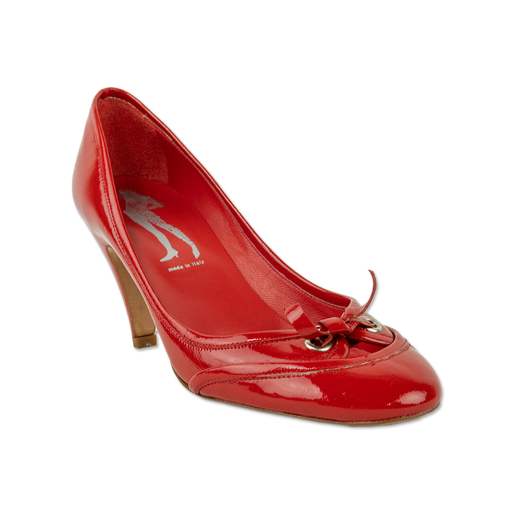 Sigerson Morrison Red Patent Leather Bow Pumps