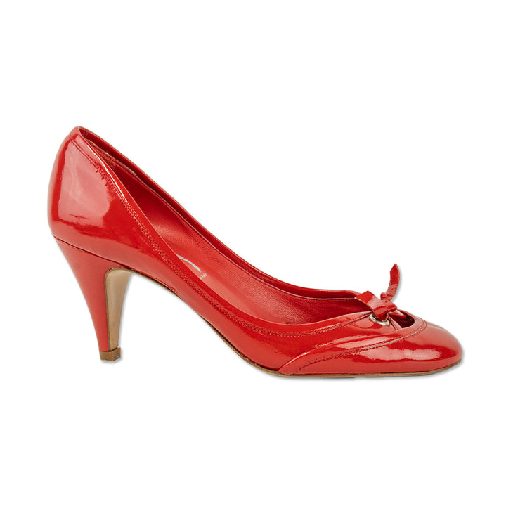 Sigerson Morrison Red Patent Leather Bow Pumps