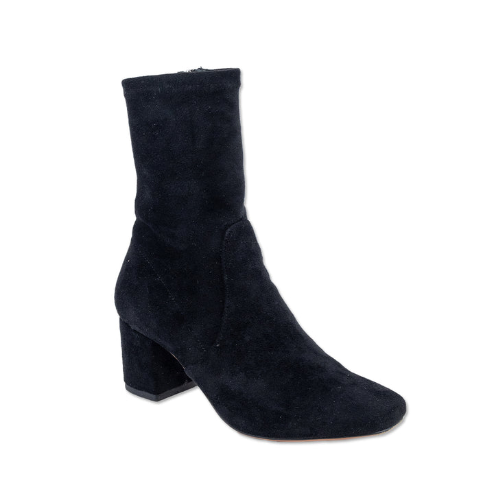 Silent D Black Stretch Suede Ankle Boot