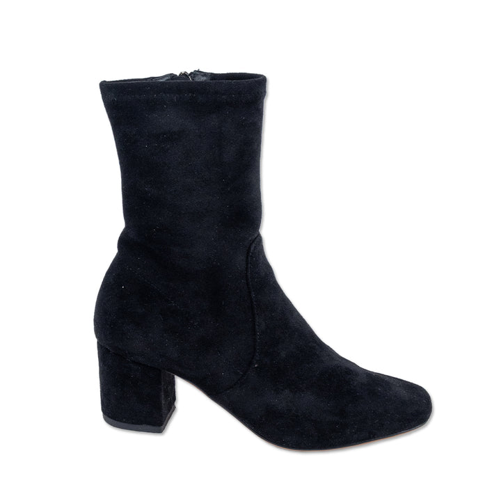 Silent D Black Stretch Suede Ankle Boot