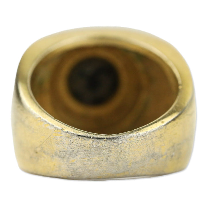 Silver Trimmed Dome Black Stone Gold-Tone Ring