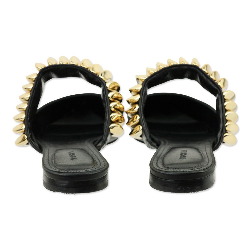Simkhai Black Leather Ripple Flat Mule