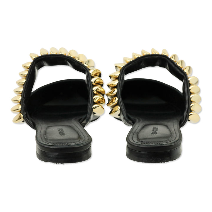 Simkhai Black Leather Ripple Flat Mule