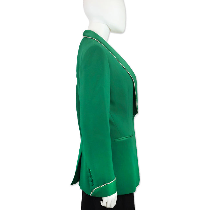 Simona Corsellini Green Crystal Trim Shawl Collar Blazer
