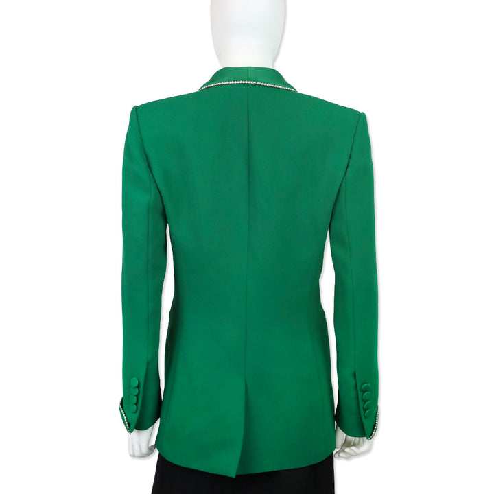 Simona Corsellini Green Crystal Trim Shawl Collar Blazer