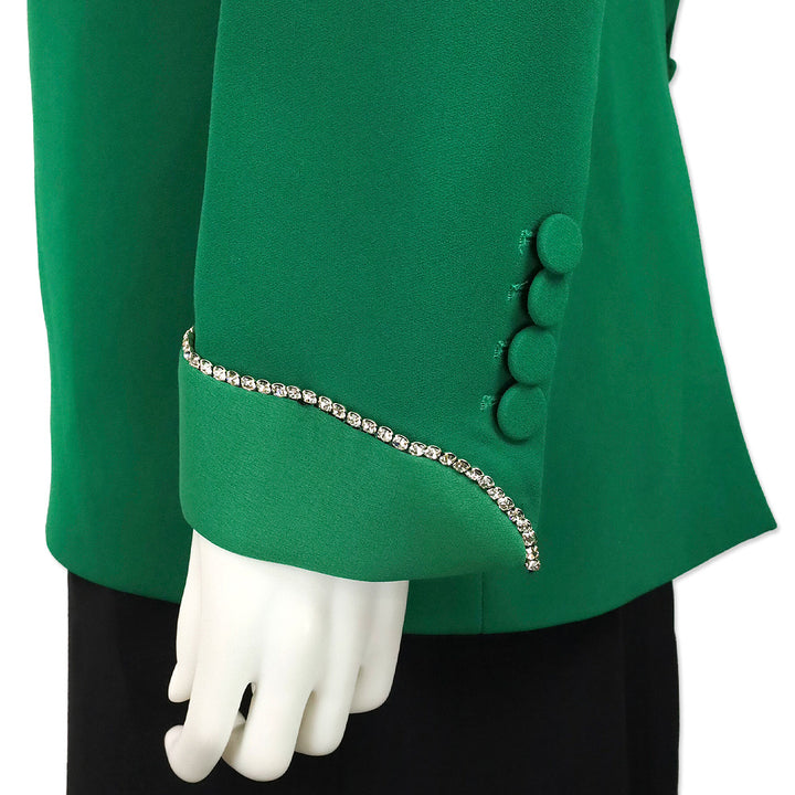 Simona Corsellini Green Crystal Trim Shawl Collar Blazer