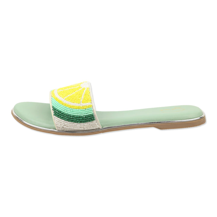 Sol' eart Lemon Beaded Slide Sandal