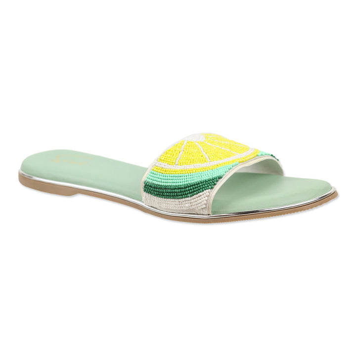 Sol' eart Lemon Beaded Slide Sandal