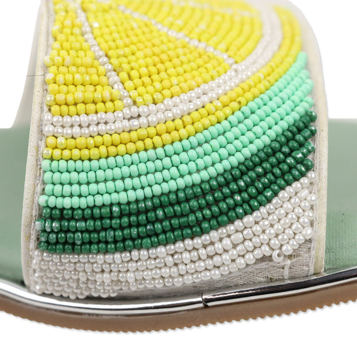 Sol' eart Lemon Beaded Slide Sandal