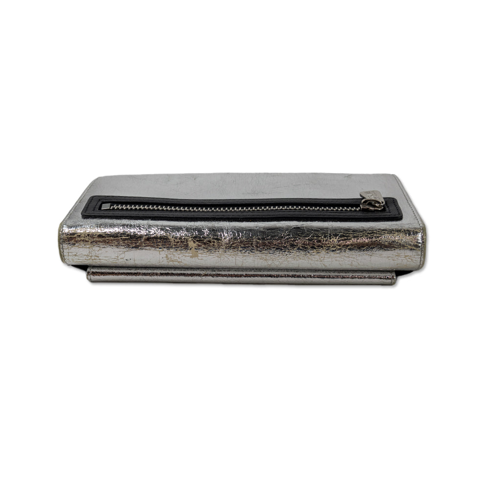 Sonia Rykiel Silver Metallic Leather Wallet