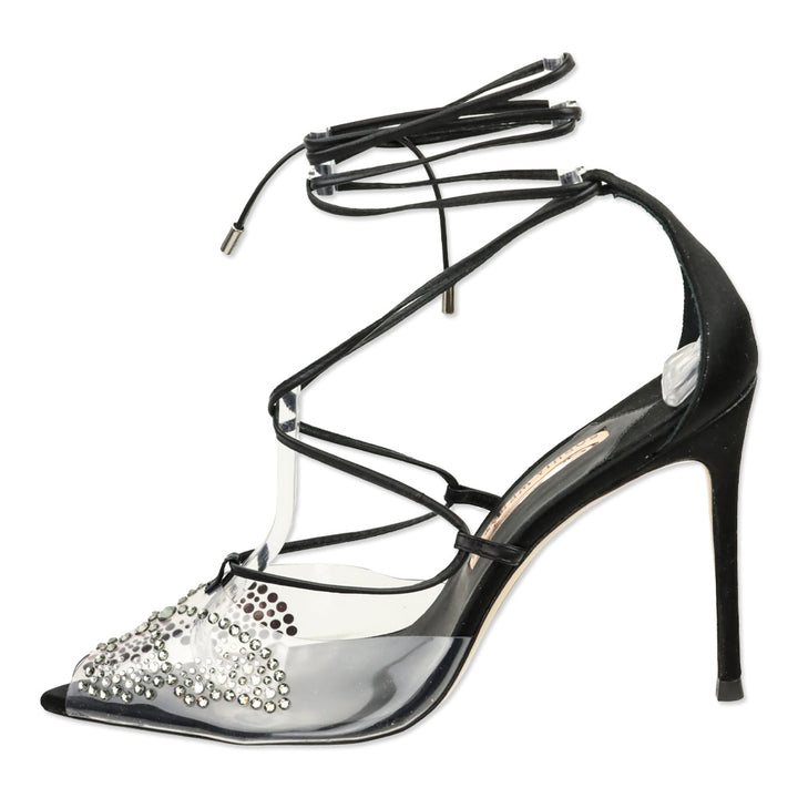 Sophia Webster 90mm Aria Butterfly Crystal-Embellished Lace-Up Pump