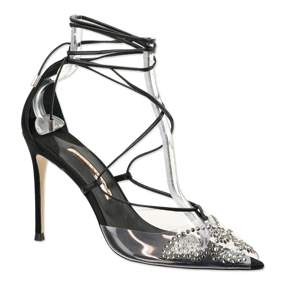 Sophia Webster 90mm Aria Butterfly Crystal-Embellished Lace-Up Pump
