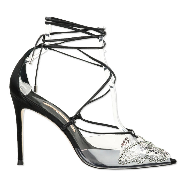 Sophia Webster 90mm Aria Butterfly Crystal-Embellished Lace-Up Pump