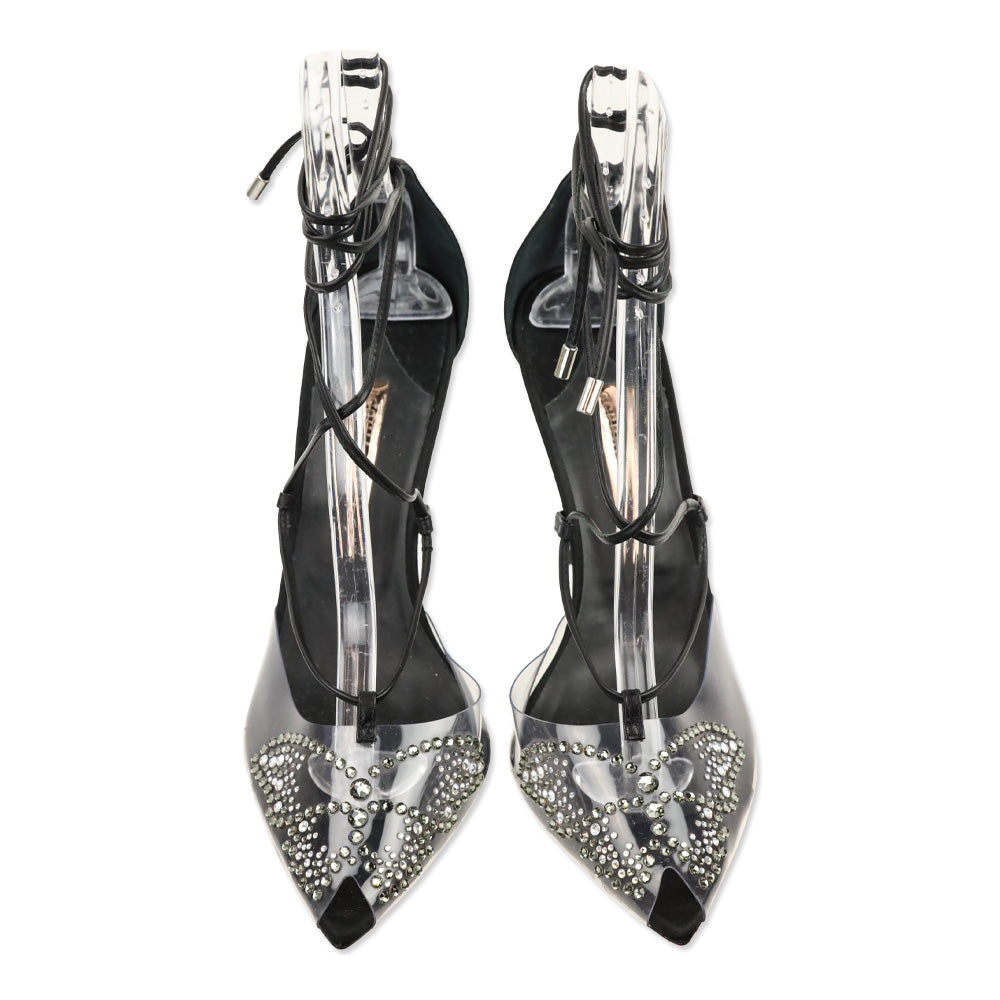 Sophia Webster 90mm Aria Butterfly Crystal-Embellished Lace-Up Pump