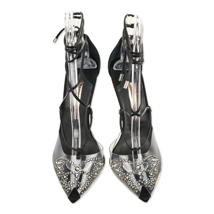 Sophia Webster 90mm Aria Butterfly Crystal-Embellished Lace-Up Pump