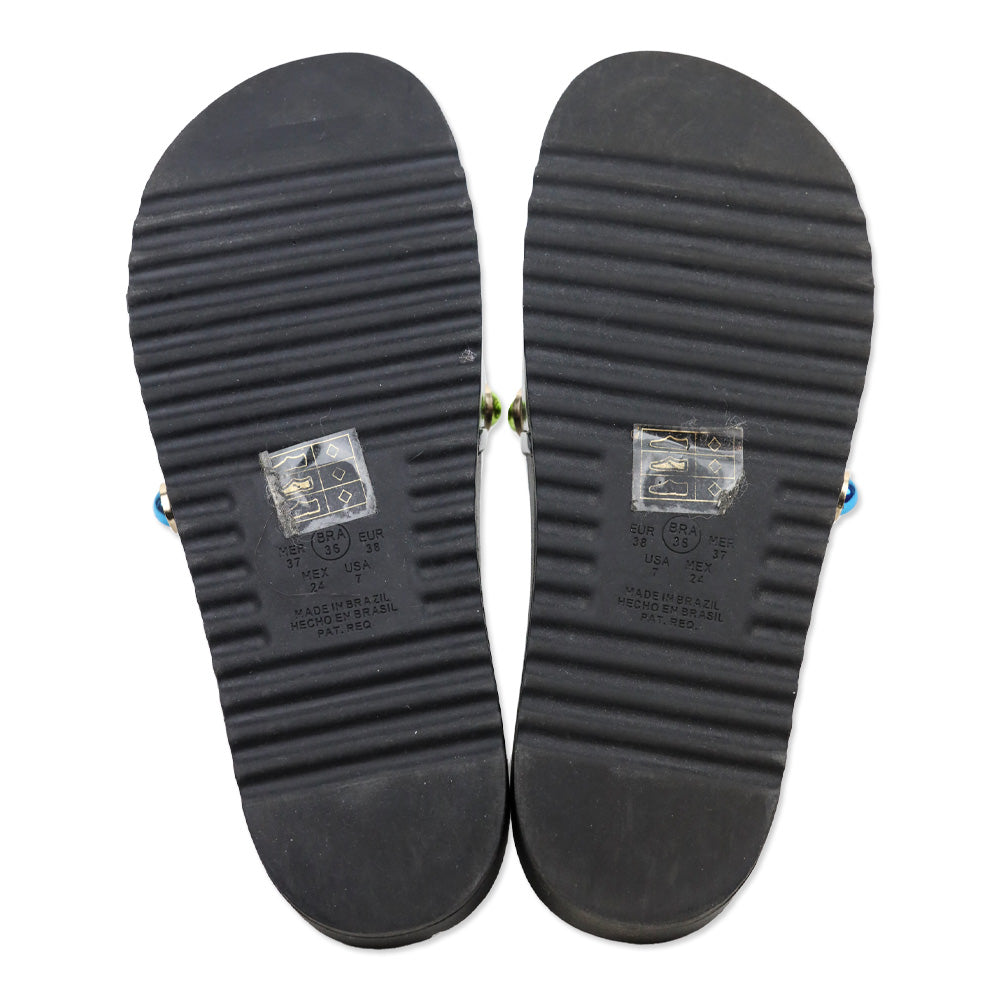 Sophia Webster Black Dina Multicolor Crystal PVC Slide Sandals