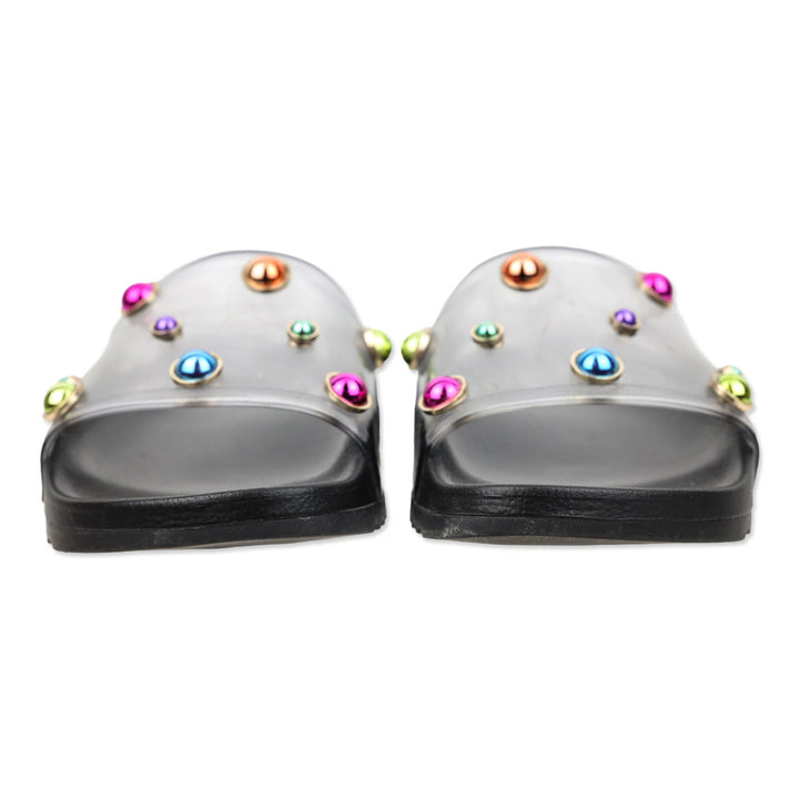Sophia Webster Black Dina Multicolor Crystal PVC Slide Sandals