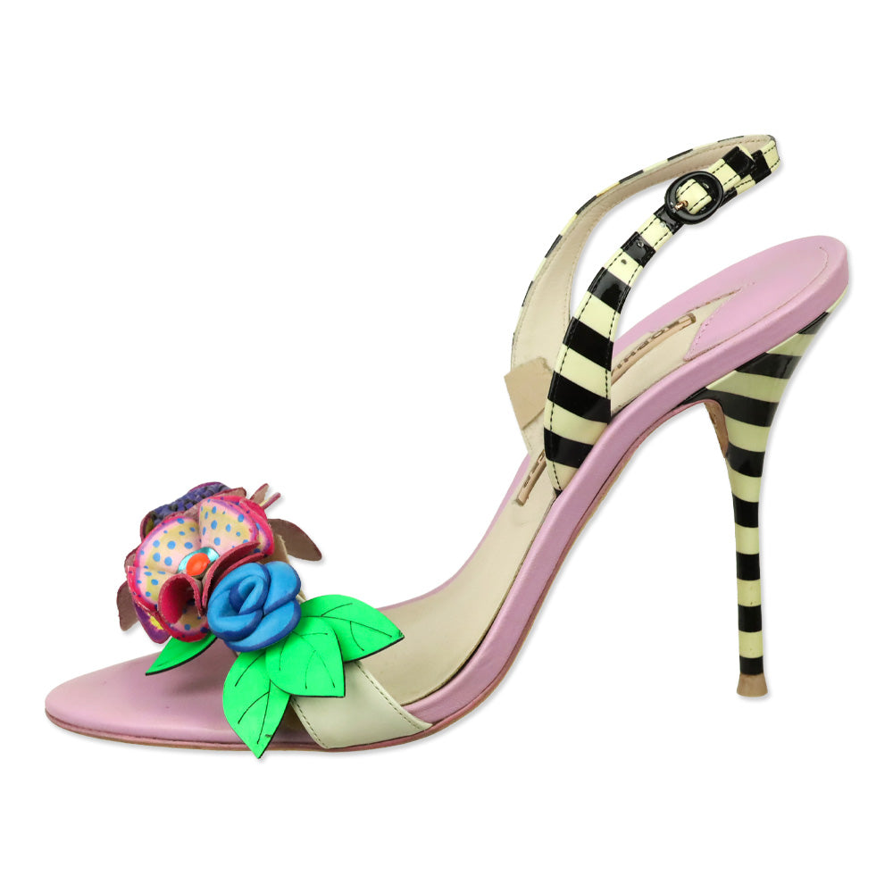 Sophia Webster Lilico Floral-appliquéd Striped Leather Sandals