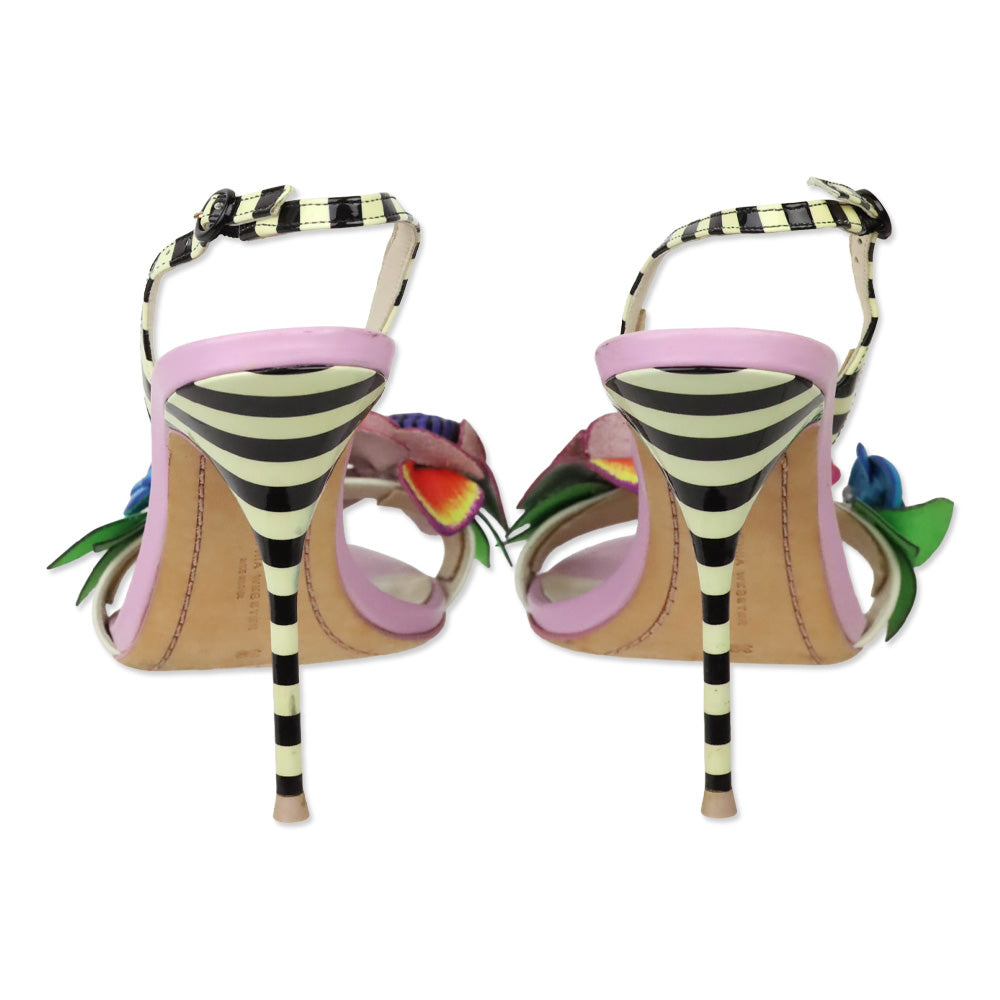 Sophia Webster Lilico Floral-appliquéd Striped Leather Sandals