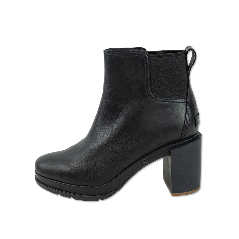 Sorel Black Leather Heeled Chelsea Booties