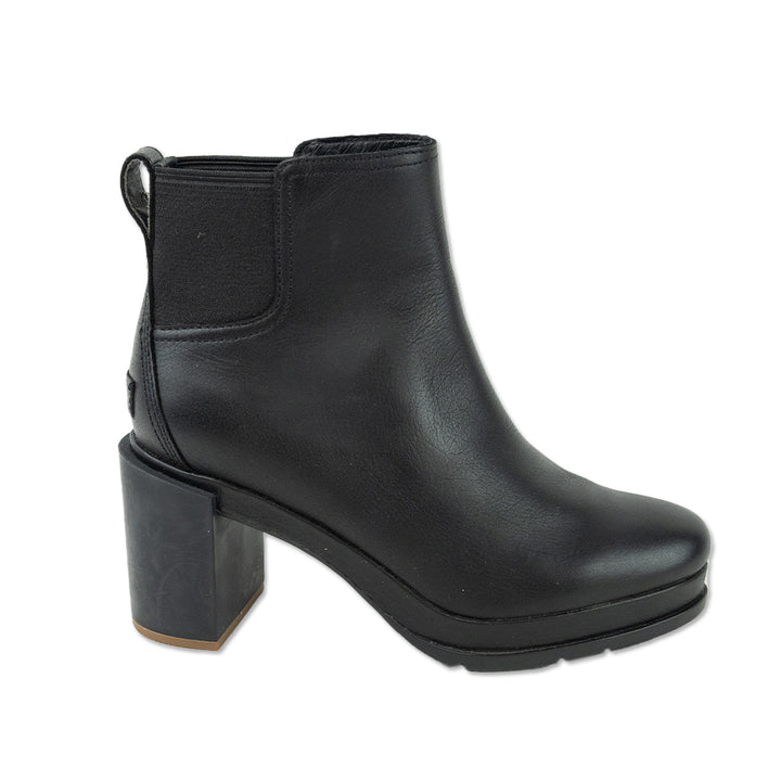 Sorel Black Leather Heeled Chelsea Booties