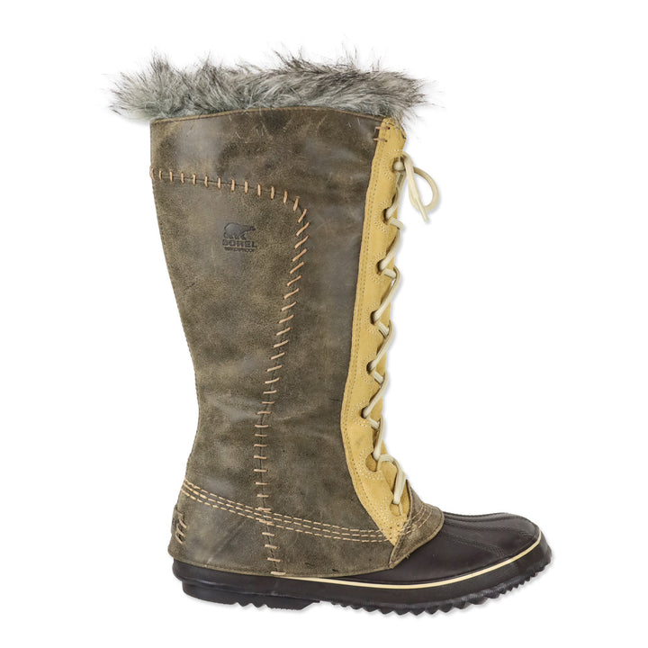 Sorel Cate The Great Tan Leather Lace-Up Waterproof Duck Boots