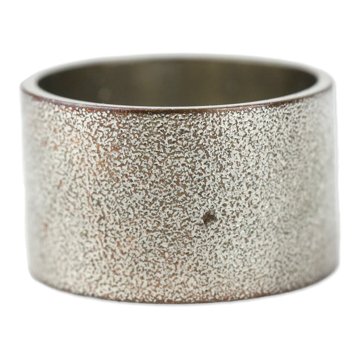 Square Cut Crystal Silver-Tone Wide Band Ring
