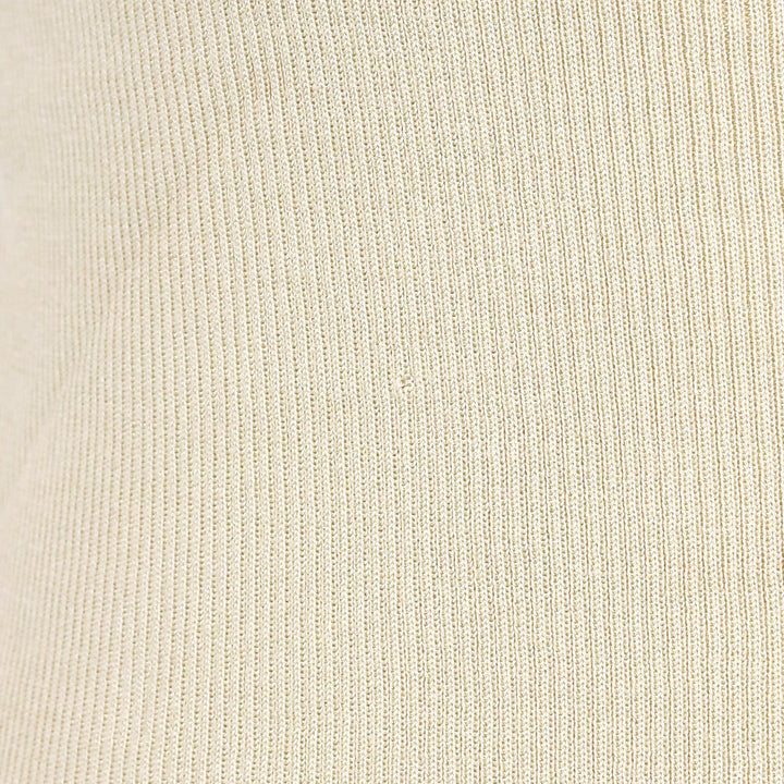 St. John Beige Wool/Rayon Ribbed Knit Scoop Neck Tank Top