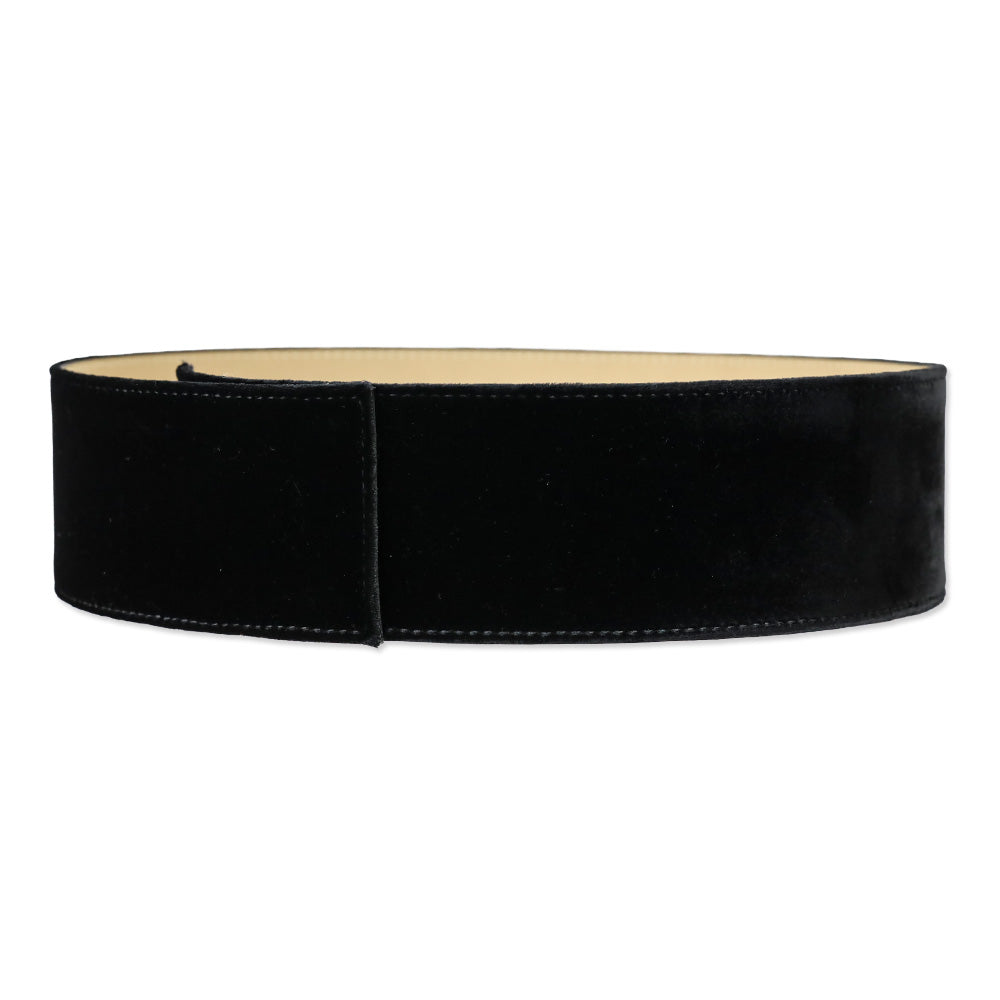 St. John Black Velvet Crystal Beaded Wide Belt