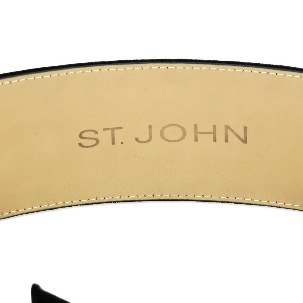 St. John Black Velvet Crystal Beaded Wide Belt