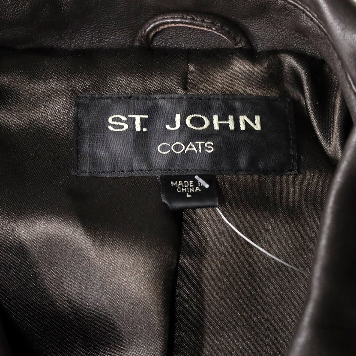 St. John Brown Woven Suede/Leather Zip-Up Jacket