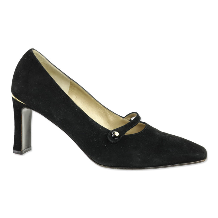 St. John Chiara Black Suede Lola 75 Mary Jane Pump